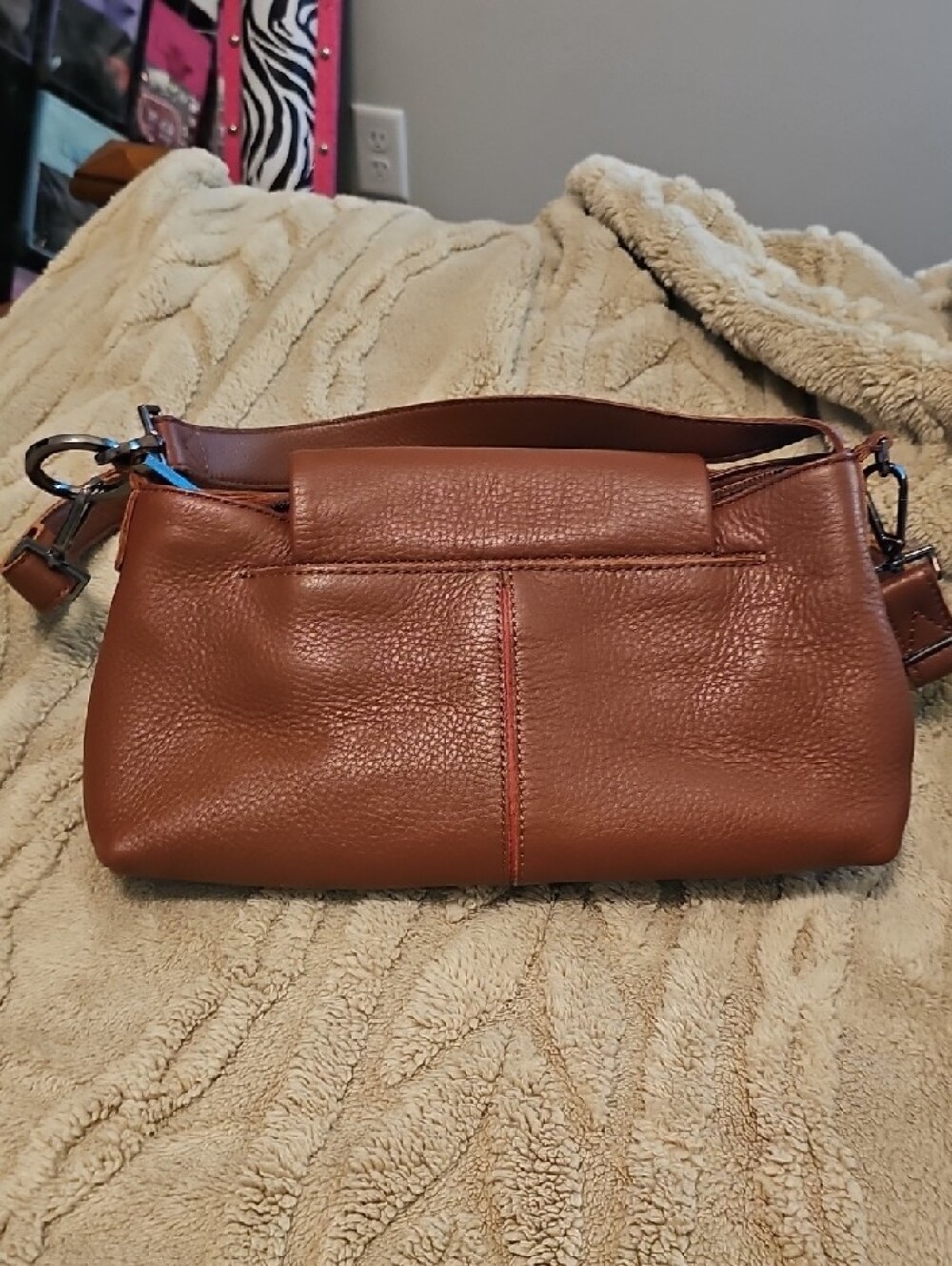 Hammitt Cognac Pebbled Leather Crossbody with Stud Accents - Picture 3 of 7